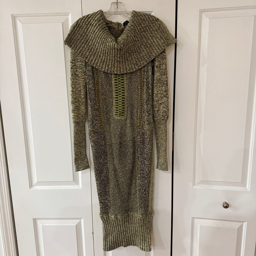 Byron Lars Beauty Mark Kapok knit hobble dress with removable cowl collar sz 6